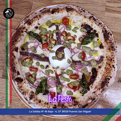 Pizzas Bella Parténope– Pizzería Bella Parténope – Puente San Miguel , Cantabria 3 Pizza La Pesto-Bella-Partenope-Cantabria