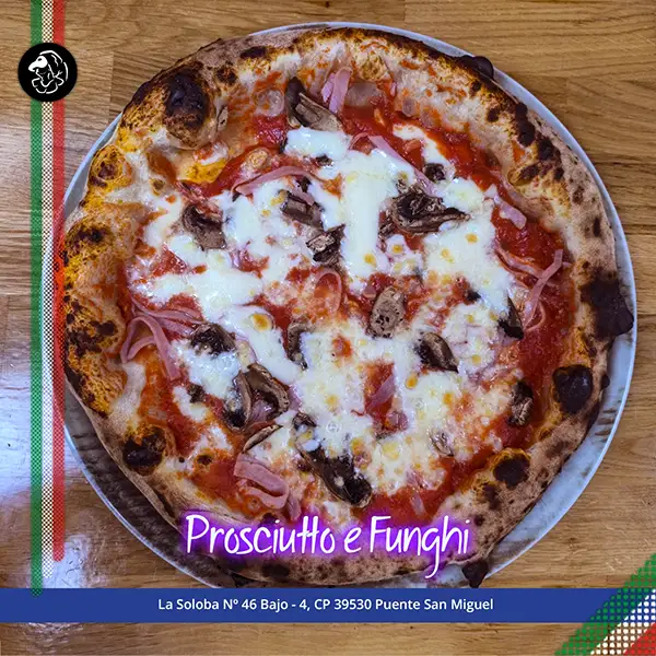 Pizza Prosciutto e Funghi-Bella-Partenope-Cantabria