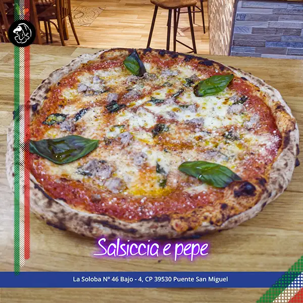 La Pizza di Napoli - Pizzería Bella Parténope - Puente San Miguel , Cantabria 7 Pizza Salsiccia e pepe-Bella-Partenope-Cantabria