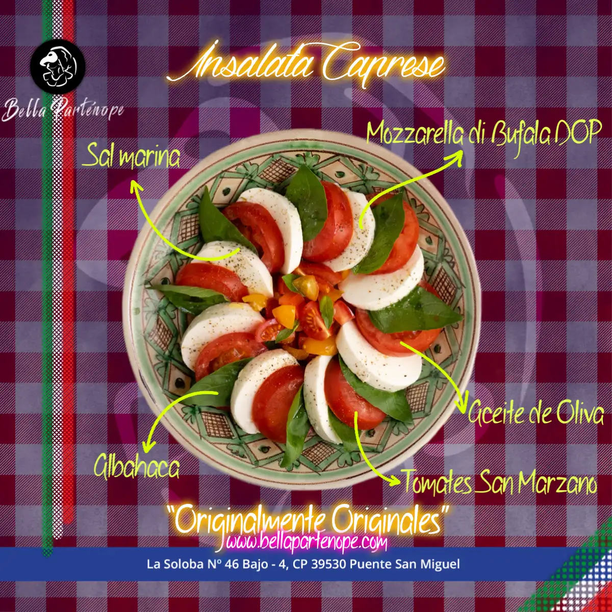 Insalata Caprese - Pizzeria Bella Partenope Puente San Miguel Insalata Caprese - Pizzeria Bella Partenope Puente San Miguel